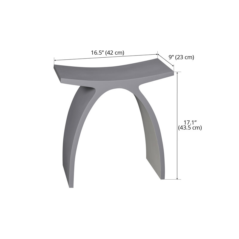 Ancona 17” Pure Acrylic Stone Bathroom Shower Bench in Matte Grey Wayfair